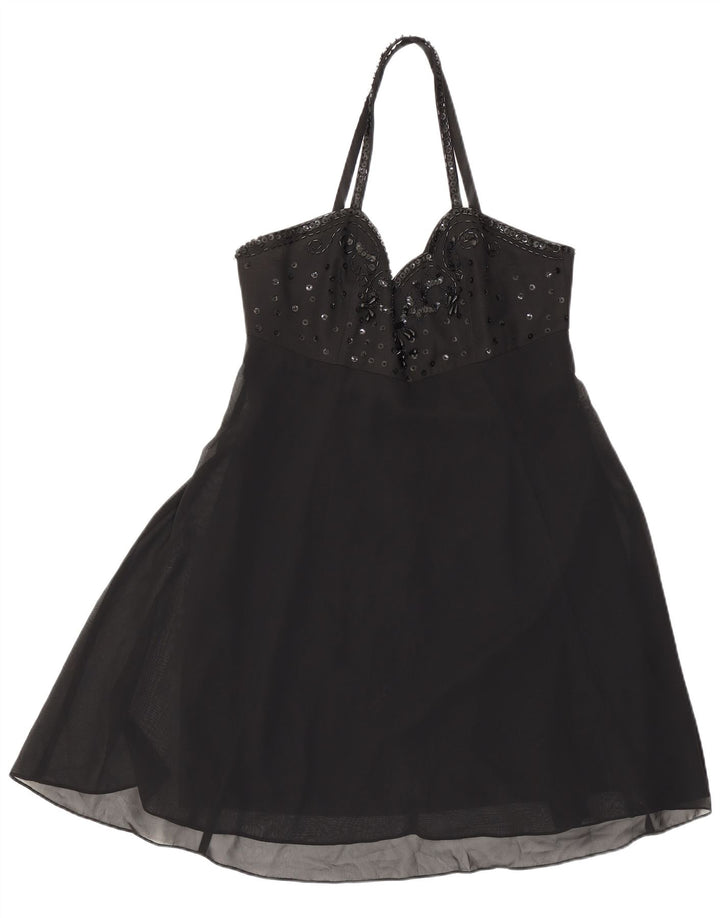 Charlotte Halton Γυναικείο Mini Halter Φόρεμα UK 12 Μεσαίου Μαύρου Πολυεστέρα