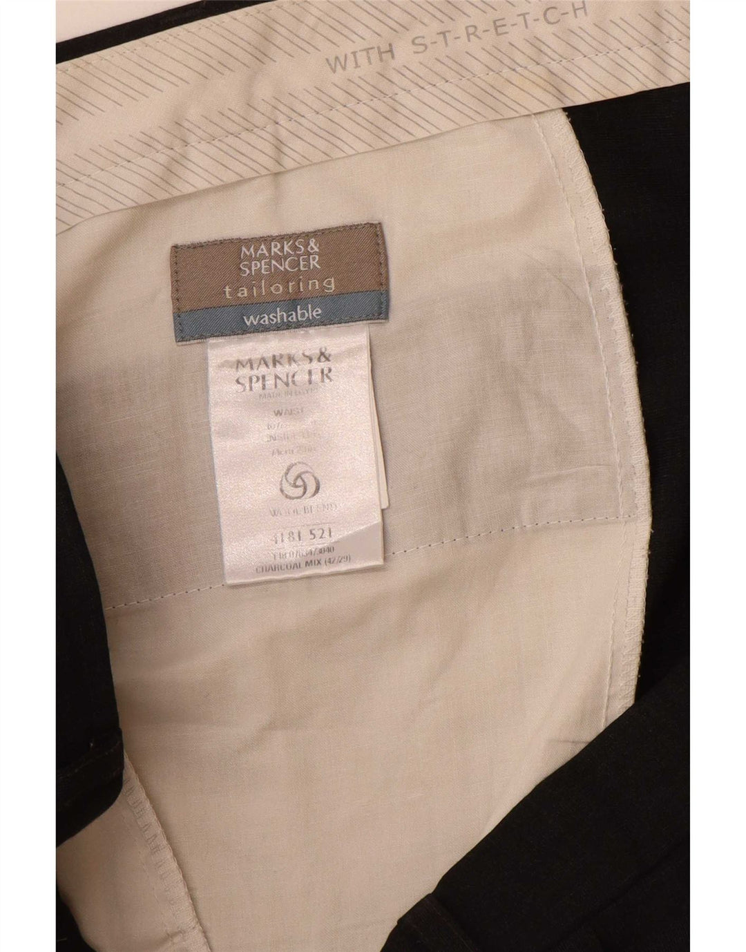 Marks & Spencer Ανδρικό παντελόνι με καρφίτσα W40 L29 Γκρι πολυεστέρας