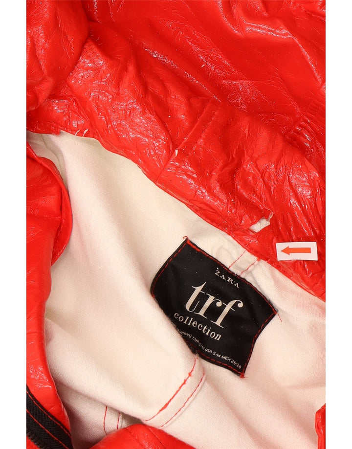 Zara Γυναικείο μπουφάν βροχής με κουκούλα UK 10 Small Red Polyethylene