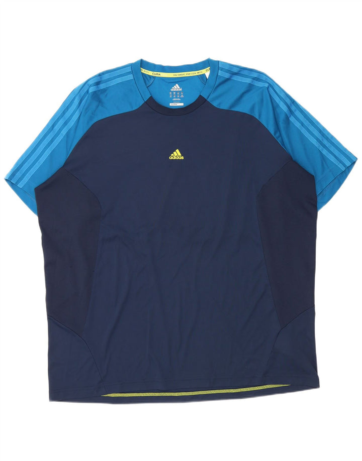 Ανδρικό T-Shirt Adidas Climacool Top 2XL Navy Blue Colorblock Πολυεστέρας