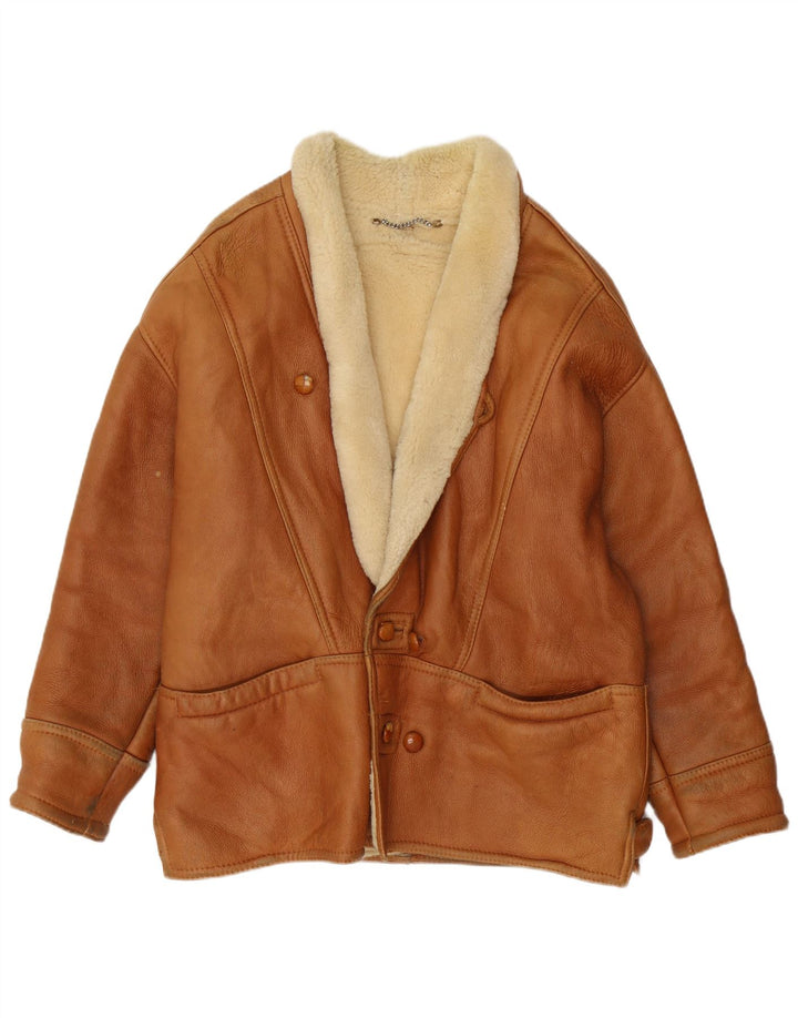 Vintage Ανδρικό Shearling Jacket UK 40 Large Brown Shearling