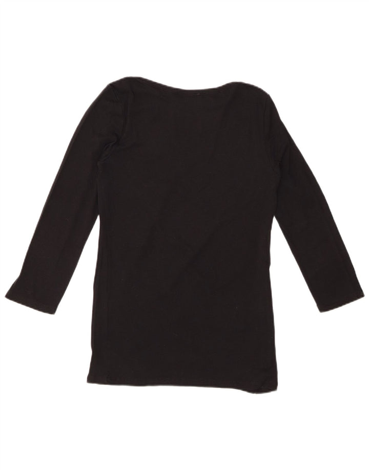 BENETTON Γυναικείο Γραφικό Τοπ 3/4 Μανίκι UK 8 Small Black