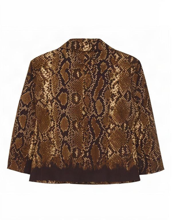 Michael Kors Womens 3/4 Sleeve Blazer Jacket US 12 Large Brown Animal Print