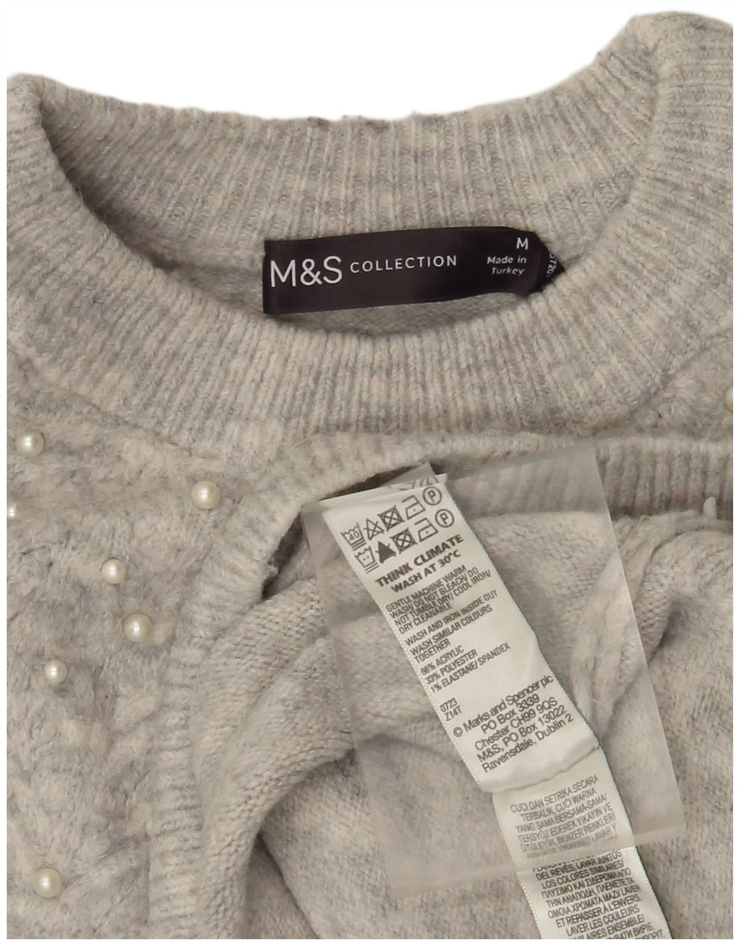 Marks & Spencer Γυναικείο πουλόβερ με λαιμόκοψη UK 14 Medium Grey Flecked