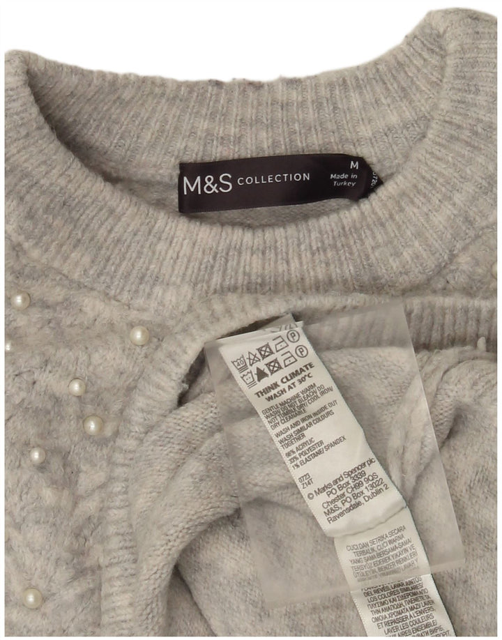 Marks & Spencer Γυναικείο πουλόβερ με λαιμόκοψη UK 14 Medium Grey Flecked