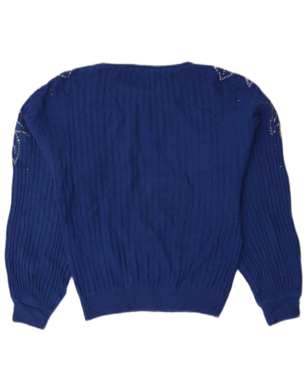 Confezioni Di Lusso Γυναικείο πουλόβερ με λαιμόκαυστο UK 14 Medium Blue