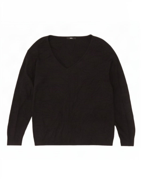 Marks & Spencer Γυναικείο πουλόβερ με λαιμόκοψη UK 24 4XL μαύρο ακρυλικό