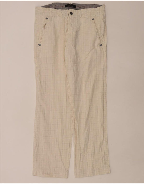 Zara Ανδρικό ίσιο παντελόνι Chino EU 42 Large W32 L31 Beige Check Cotton