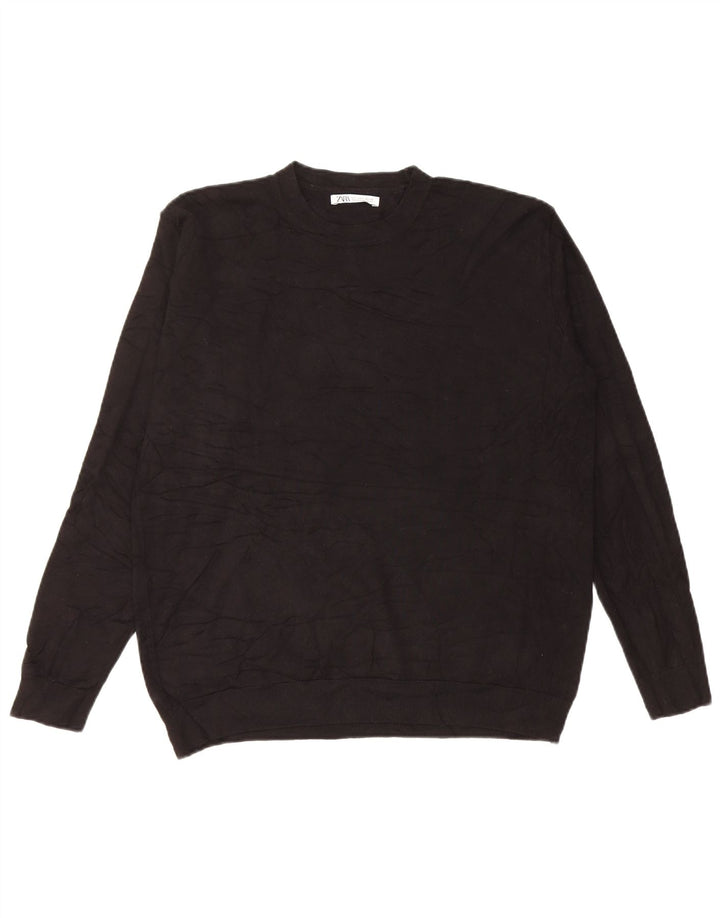 Ανδρικό πουλόβερ Zara Crew Neck Jumper Μικρή μαύρη βισκόζη
