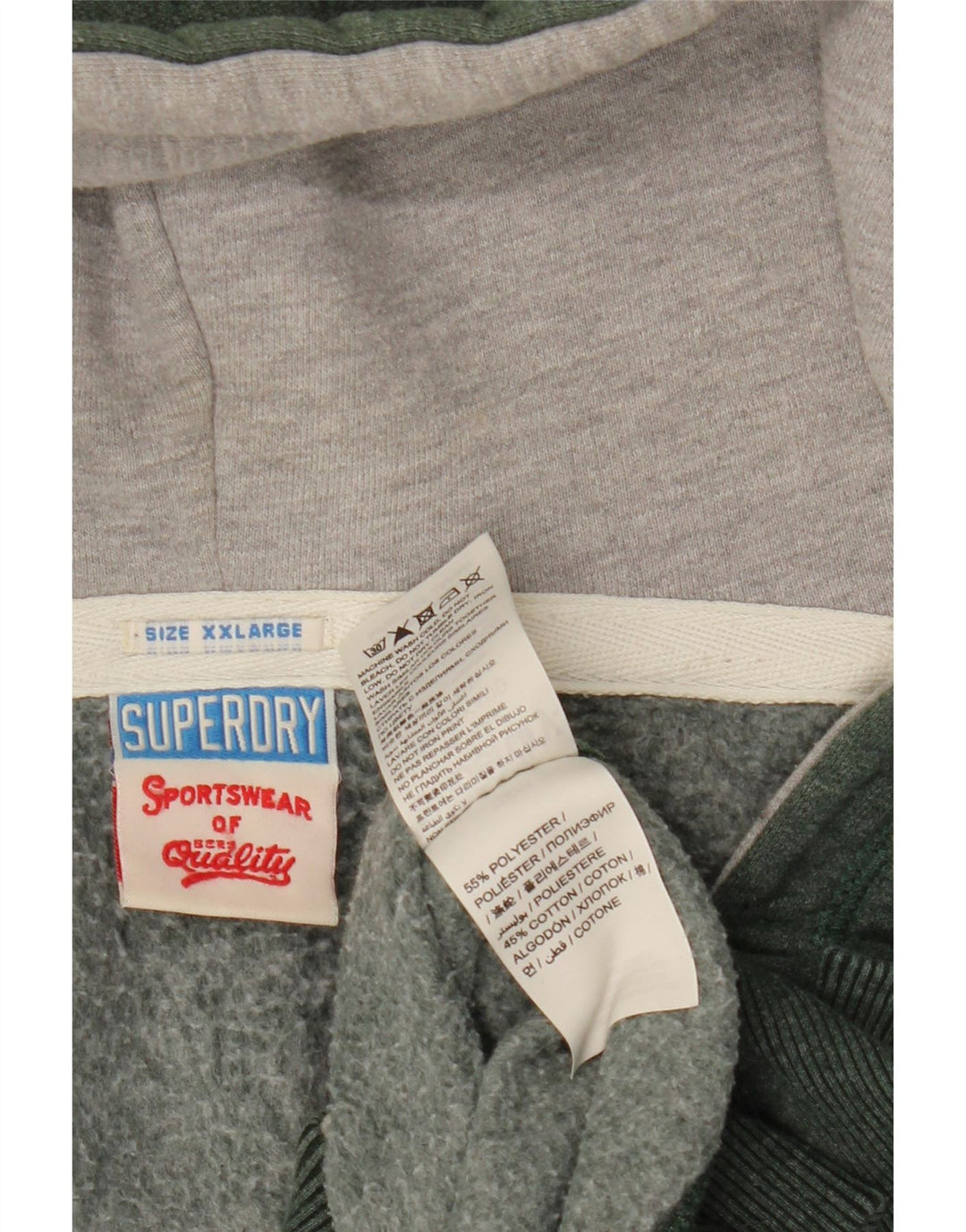 Ανδρικό πουλόβερ με κουκούλα γραφικών SUPERDRY 2XL Χακί Πολυεστέρας