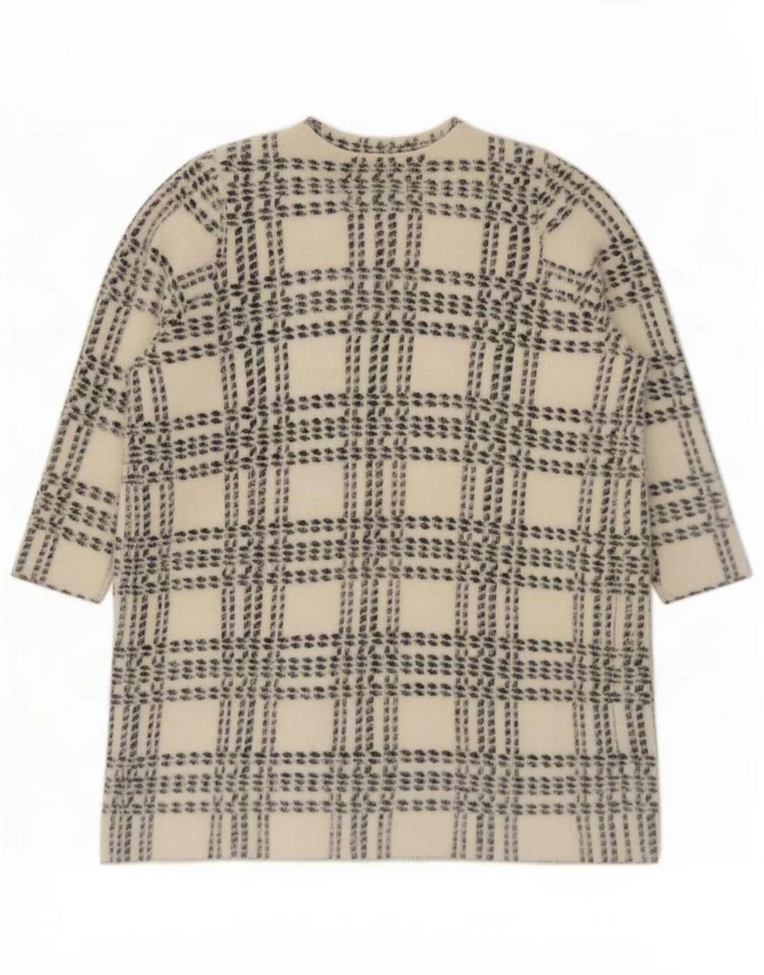 Marks & Spencer Γυναικεία ζακέτα Longline πουλόβερ UK 14 Medium White Check
