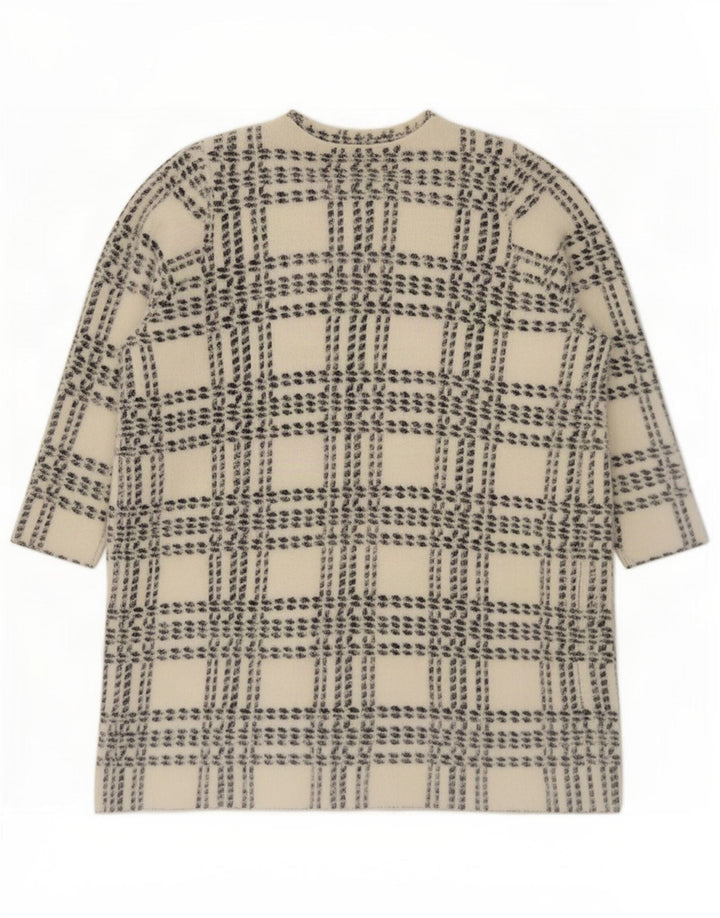 Marks & Spencer Γυναικεία ζακέτα Longline πουλόβερ UK 14 Medium White Check