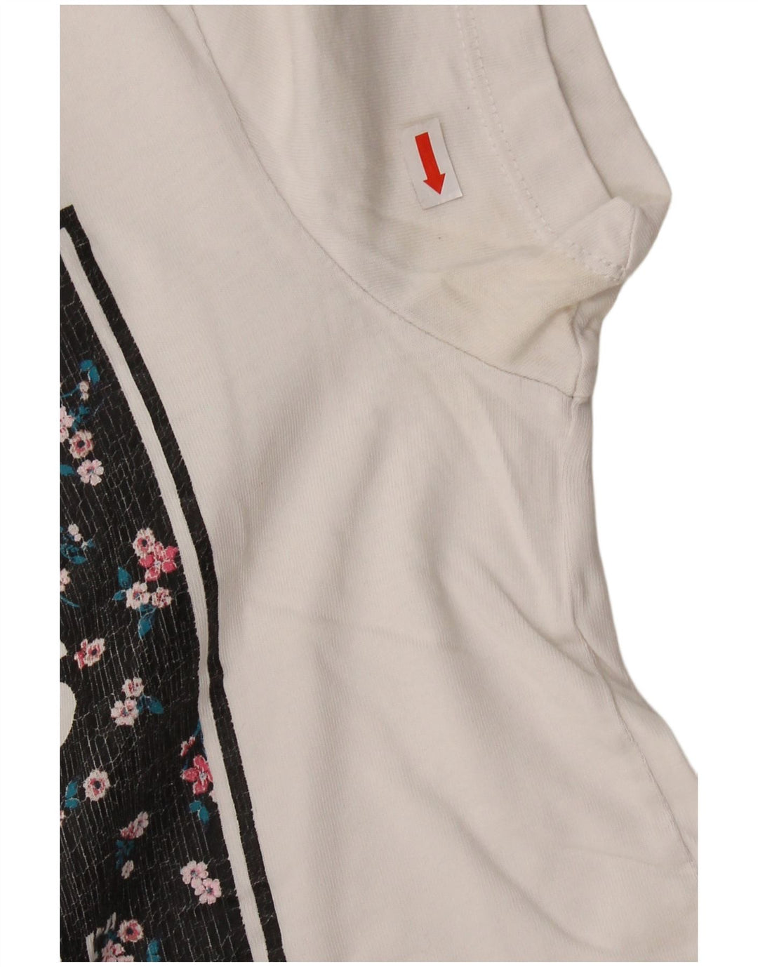 VANS Γυναικείο T-Shirt Crop Graphic Top UK 6 XS Λευκό βαμβακερό