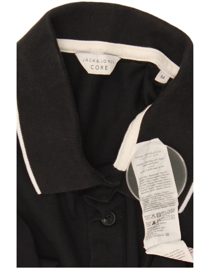 Ανδρικό μπλουζάκι πόλο Jack & Jones, μεσαίο μαύρο βαμβακερό
