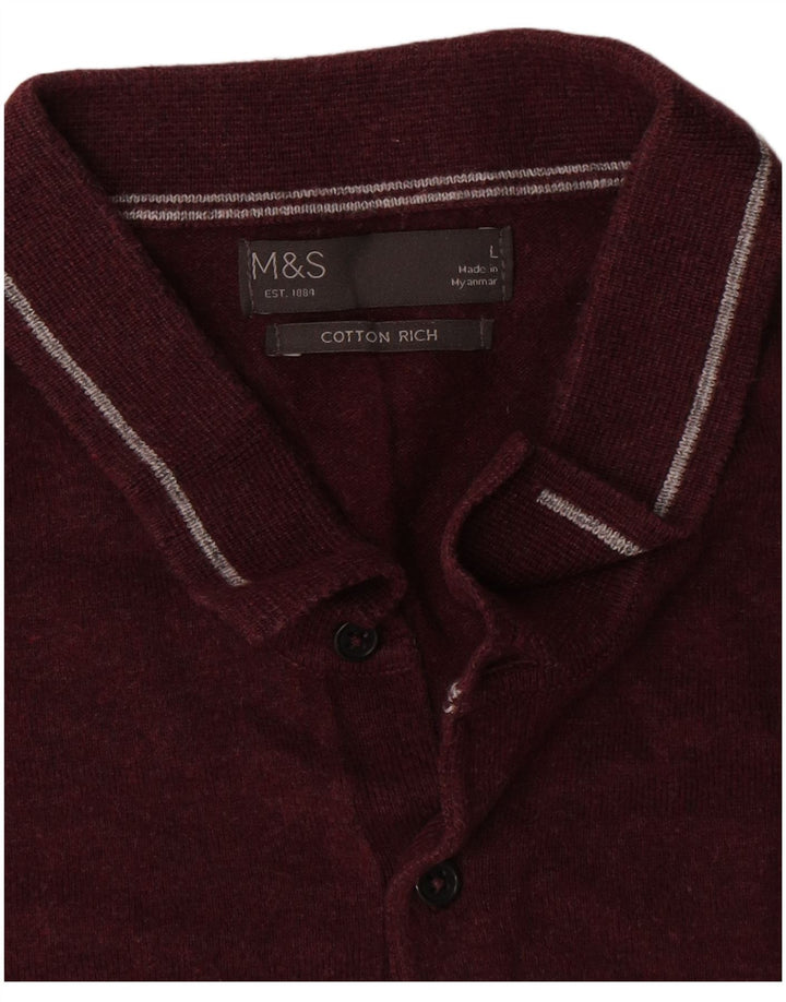 Marks & Spencer Ανδρικό πουλόβερ με λαιμό πόλο με μεγάλο γκρι χρώμα