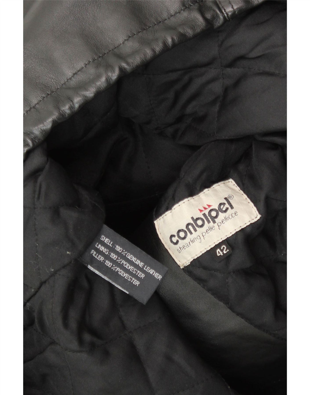 CONBIPEL Γυναικείο μπουφάν Duffle με κουκούλα IT 42 μεσαίο μαύρο δέρμα