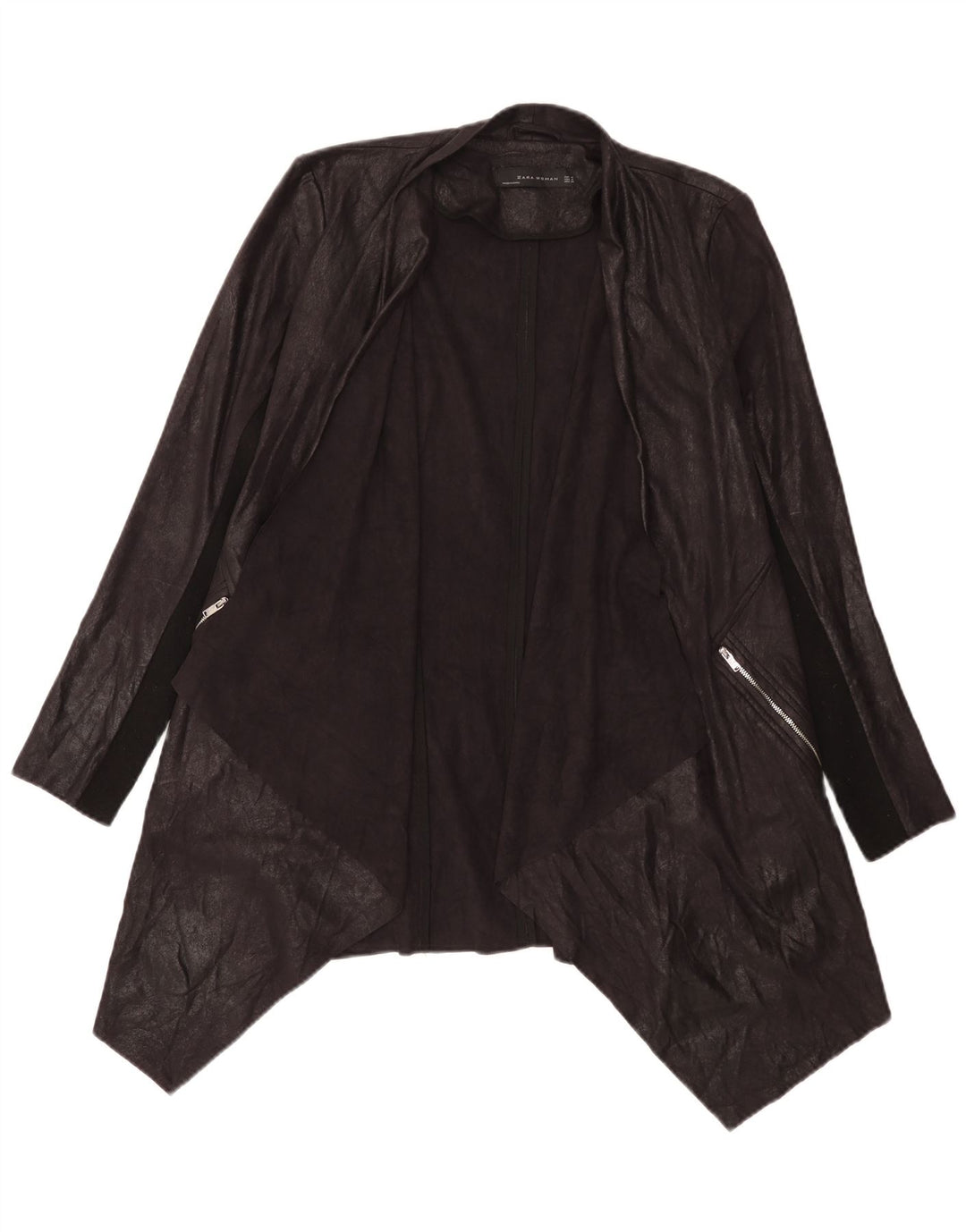 Zara Γυναικεία ασύμμετρη ζακέτα Top UK 14 Medium Black Colourblock