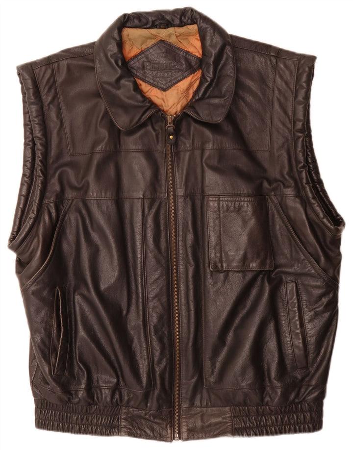 Prince Ανδρικό Δερμάτινο Gilet IT 54 2XL Μαύρο