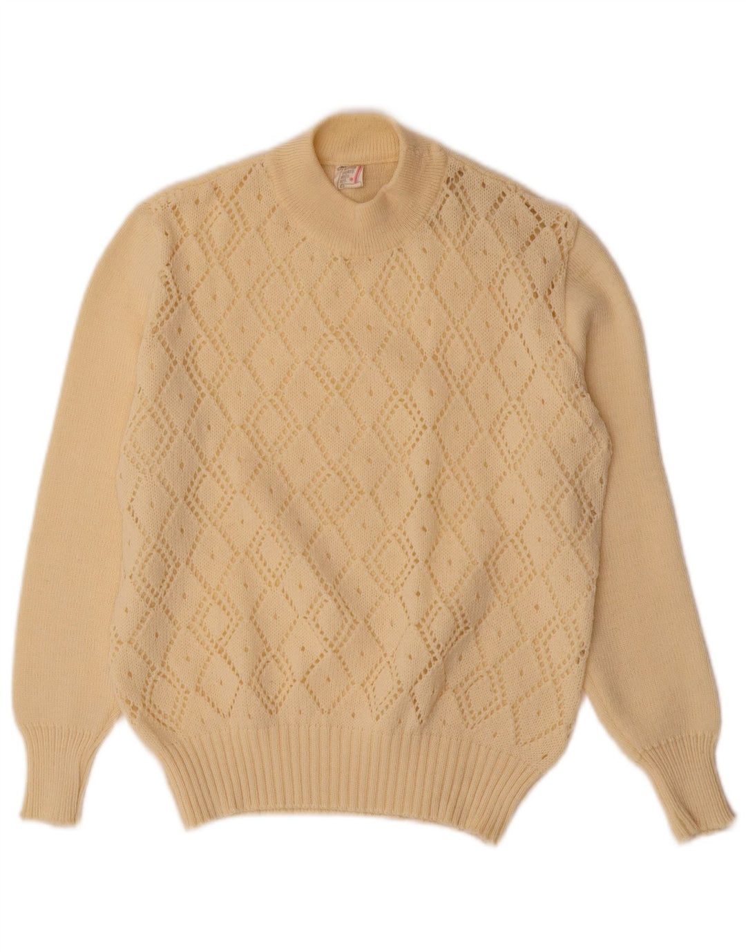 Γυναικείο πουλόβερ με λαιμό χελώνα VINTAGE UK 10 Small Off White