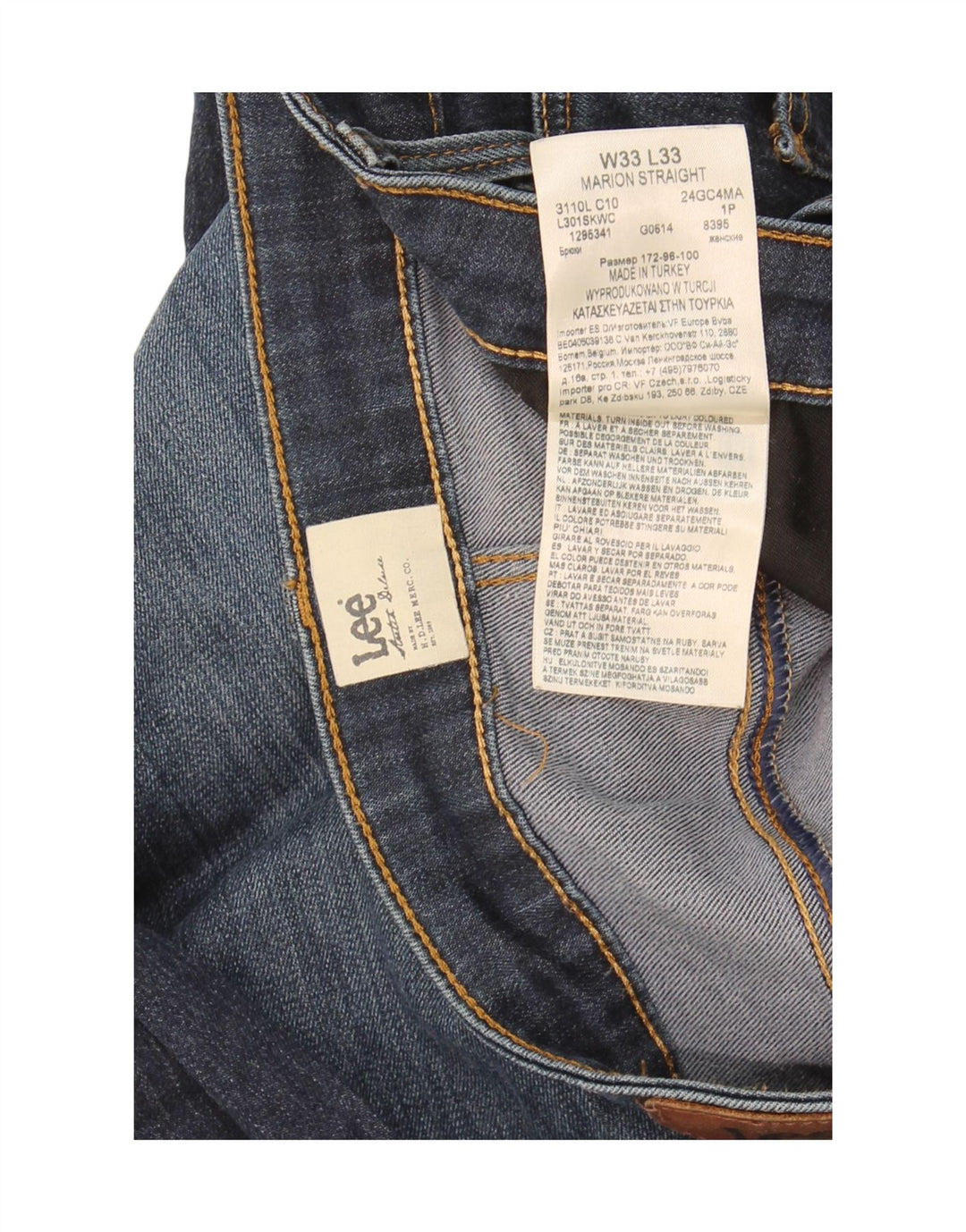 Lee Womens Marion Straight Jeans W33 L29 Navy Blue Cotton