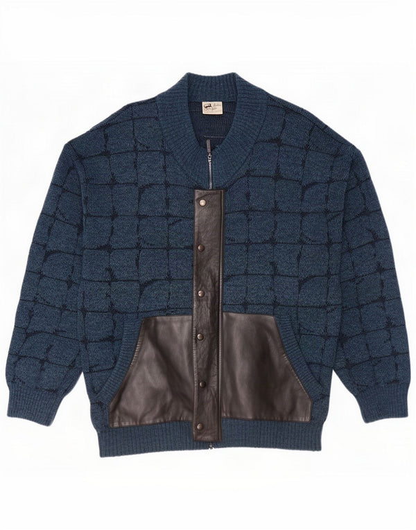 Ανδρική ζακέτα Vintage πουλόβερ IT 56 XL Blue Check Wool