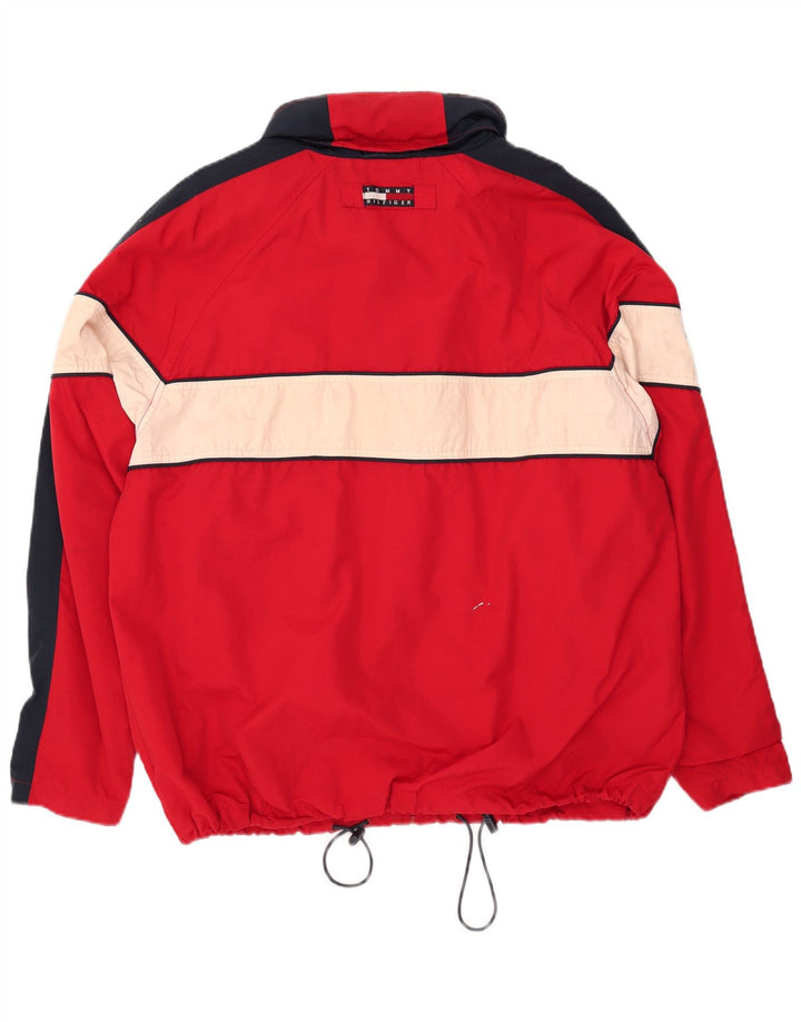 Tommy Hilfiger Ανδρικό μπουφάν βροχής με κουκούλα UK 40 Large Red Colourblock Nylon
