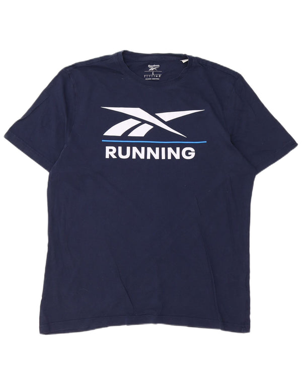 Ανδρικό γραφικό μπλουζάκι REEBOK Top Large Navy Blue από βαμβάκι