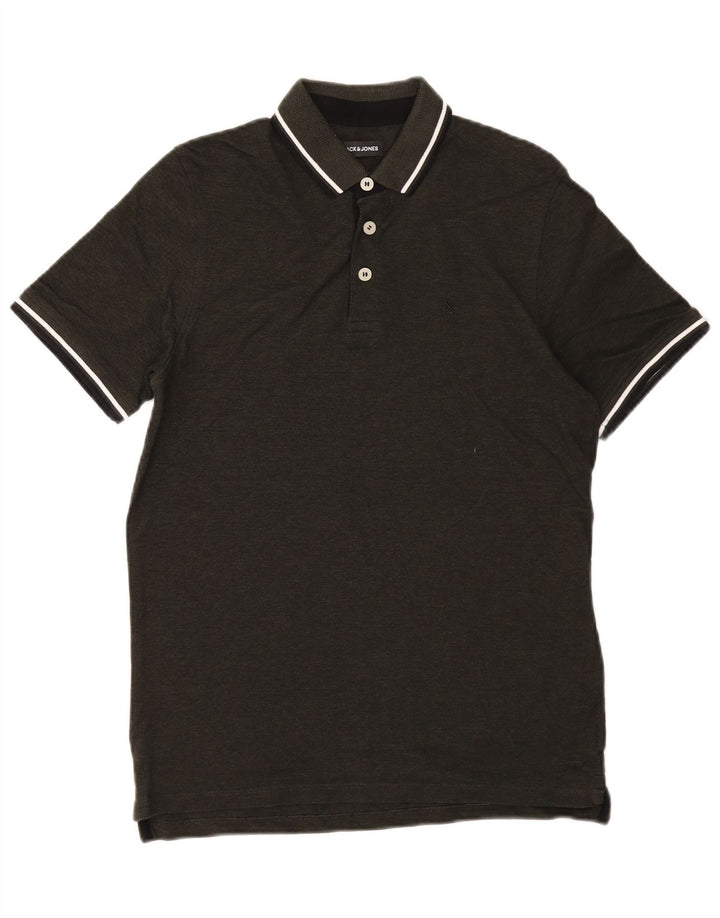 Ανδρικό μπλουζάκι πόλο JACK & JONES Βαμβακερό μεσαίο πράσινο ριγέ