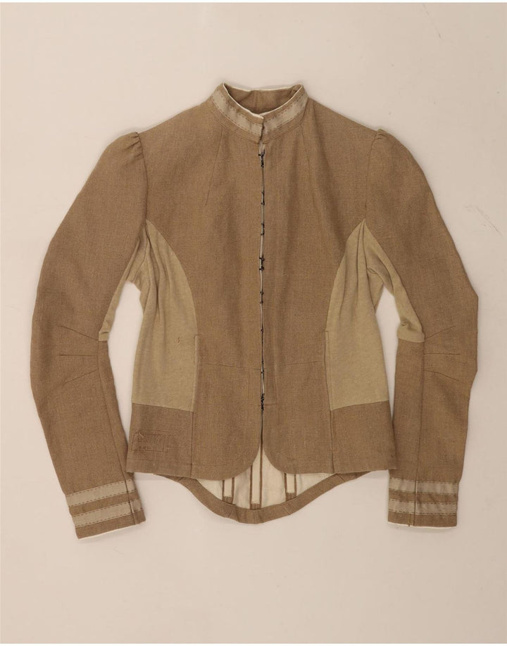 Denham Γυναικείο Trachten Blazer Jacket UK 14 Medium Beige Colourblock