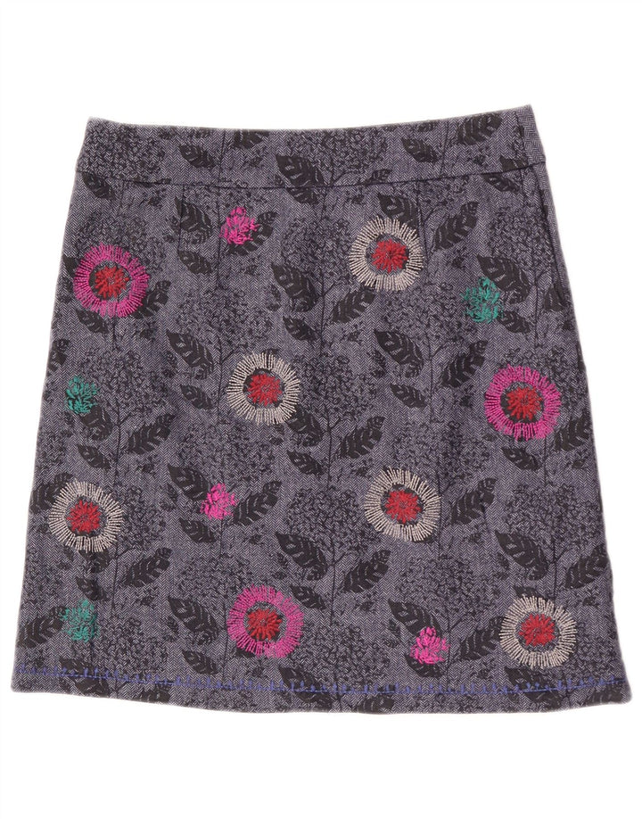 White Stuff Γυναικεία ίσια φούστα UK 12 Medium W31 Grey Floral Polyester