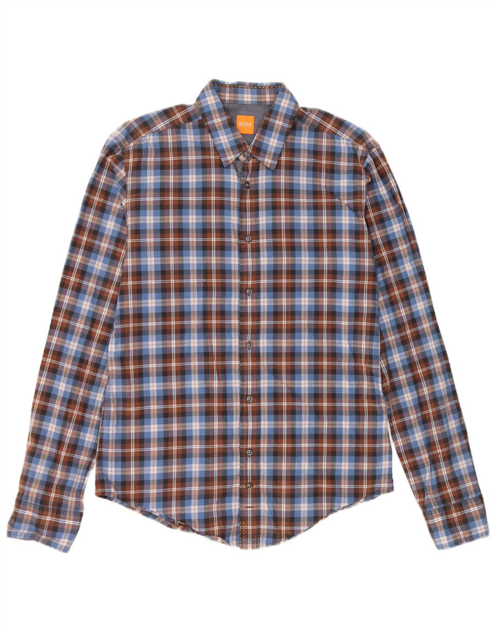 Ανδρικό πουκάμισο HUGO BOSS, μεσαίο μπλε βαμβακερό