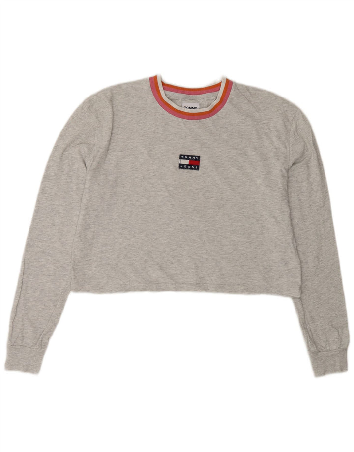 Tommy Hilfiger γυναικείο υπερμεγέθη Crop μακρυμάνικο UK 10 Small Grey