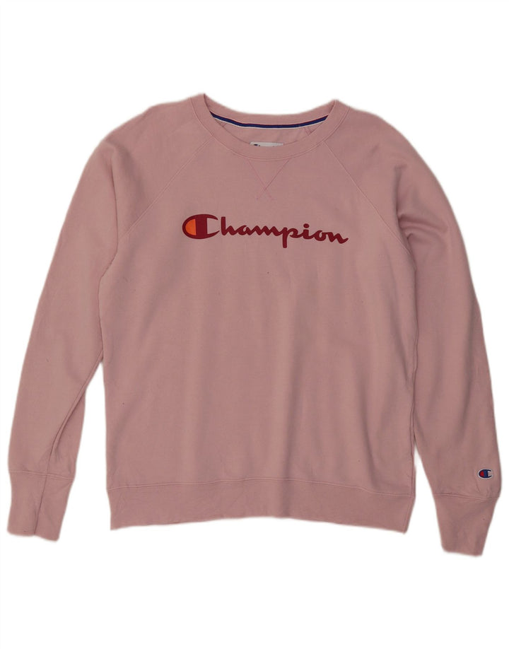 CHAMPION Γυναικεία γραφικά φούτερ Jumper UK 16 Large Pink Polyester