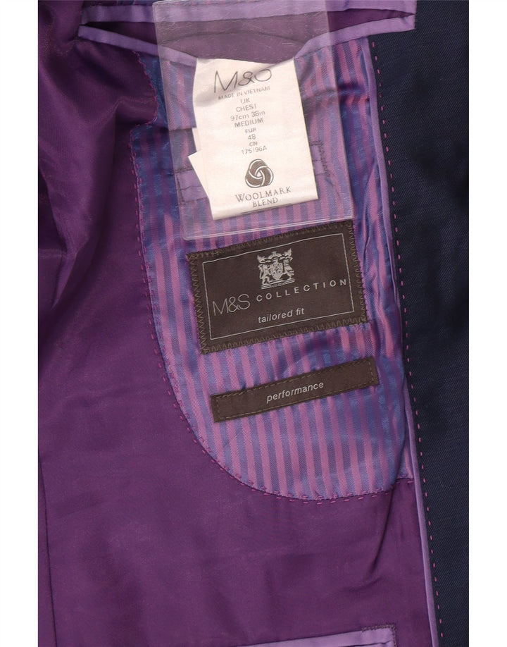 MARKS & SPENCER Mens Tailored Fit Blazer Jacket UK 38 Medium Navy Blue