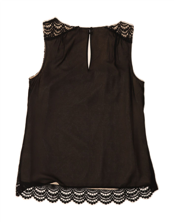 MONSOON Womens Sleeveless Blouse Top UK 14 Large Black Cotton Vintage Monsoon and Second-Hand Monsoon from Messina Hembry 