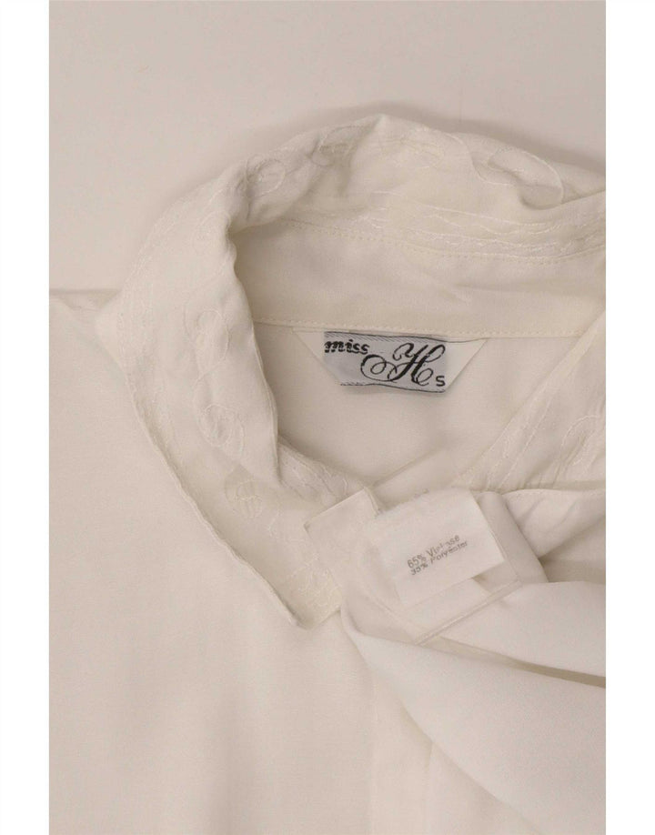 Vintage γυναικείο πουκάμισο oversized μπλούζα UK 10 Small White Viscose