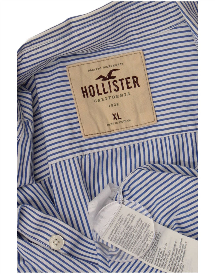 Ανδρικό πουκάμισο Hollister XL Μπλε βαμβακερό ριγέ