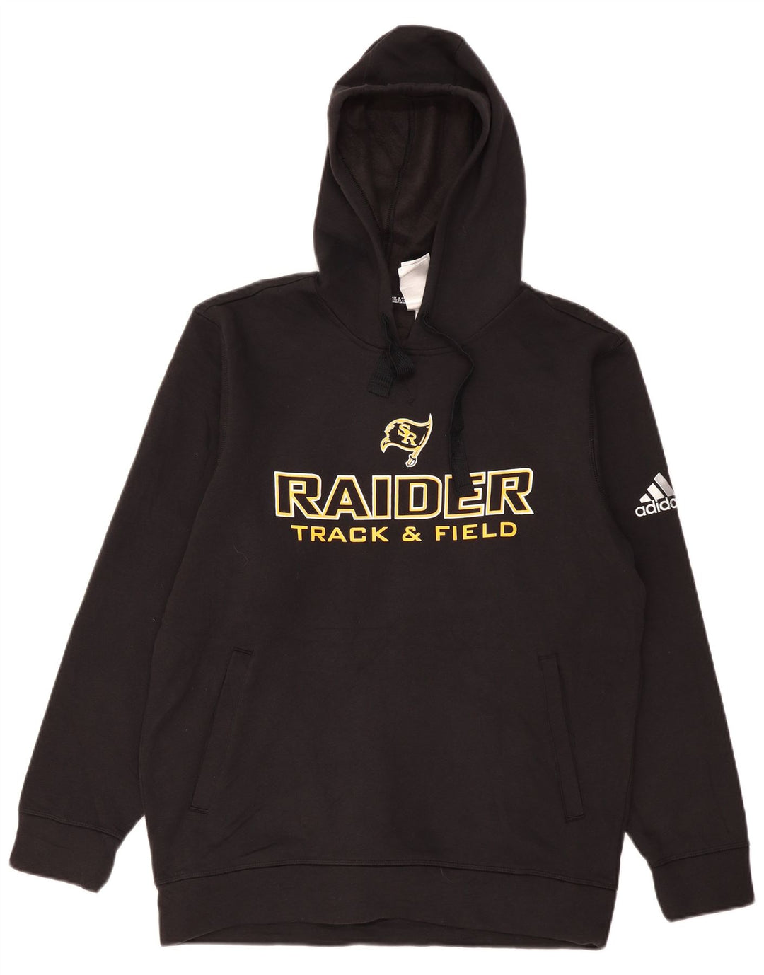 ADIDAS Mens Raiders Graphic Hoodie Jumper μεγάλο μαύρο βαμβακερό