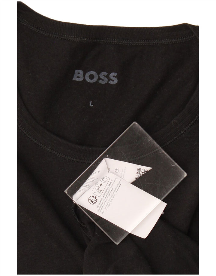 HUGO BOSS Γυναικείο T-Shirt Top UK 14 Large μαύρο βαμβακερό
