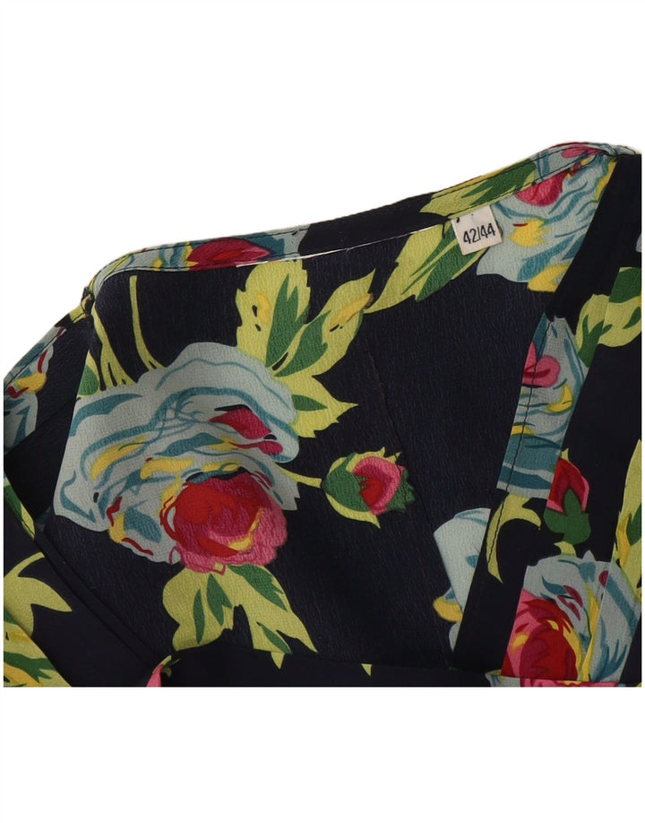 Vintage Γυναικεία Μπλούζα Τοπ IT 42/44 Medium Navy Blue Floral