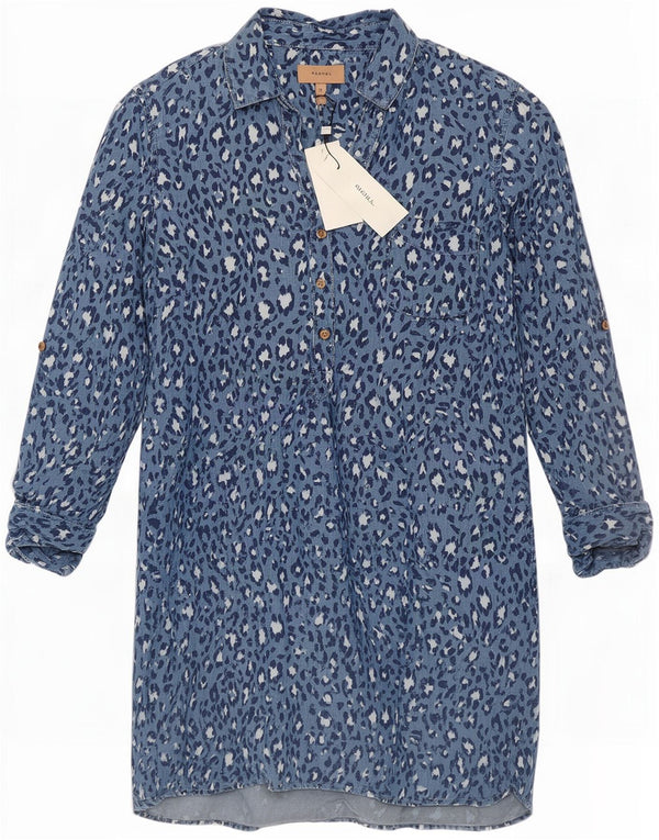 Γυναικείο φόρεμα πουλόβερ Kachel UK 12 Medium Blue Animal Print Lyocell