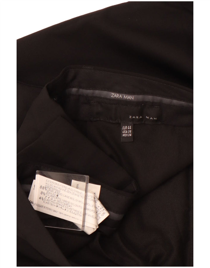 ZARA Ανδρικό ίσιο παντελόνι EU 44 Large W34 L31 Μαύρο μάλλινο