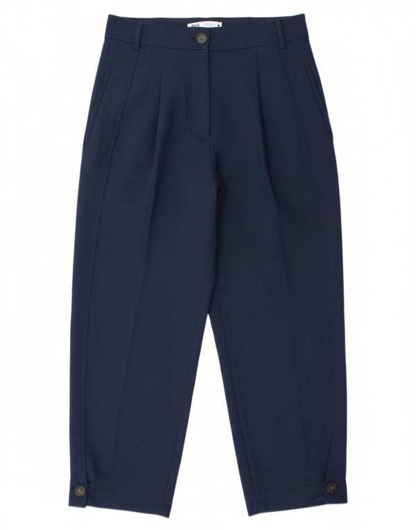 Zara Γυναικείο παντελόνι Chino με καρφίτσες Medium W28 L26 Navy Blue Polyester