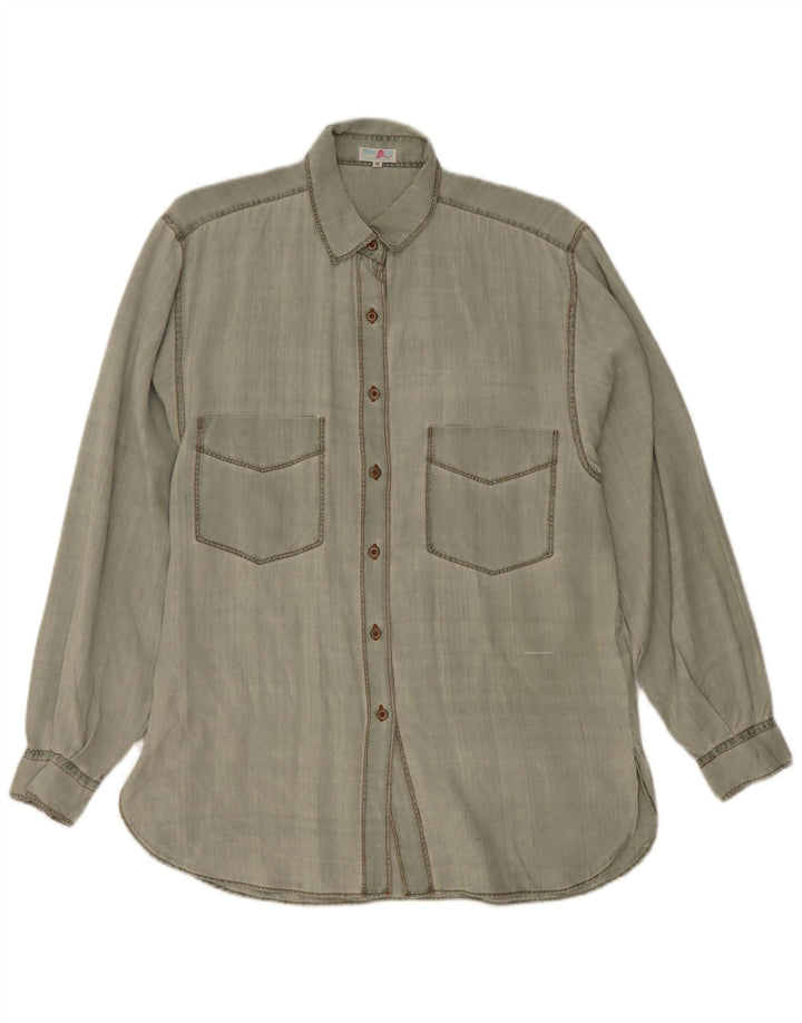 Μπάλα σε γυναικείο πουκάμισο μέγεθος 38 Μεσαίο πράσινο μετάξι