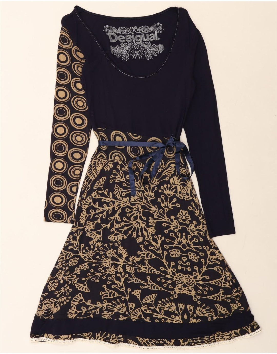 DESIGUAL Γυναικείο Γραφικό Φόρεμα A-Line UK 12 Medium Navy Blue Floral