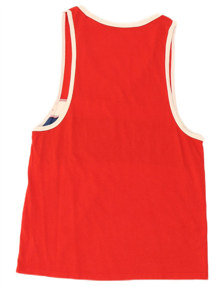 BENETTON Ανδρικό γραφικό γιλέκο XS Κόκκινο βαμβακερό