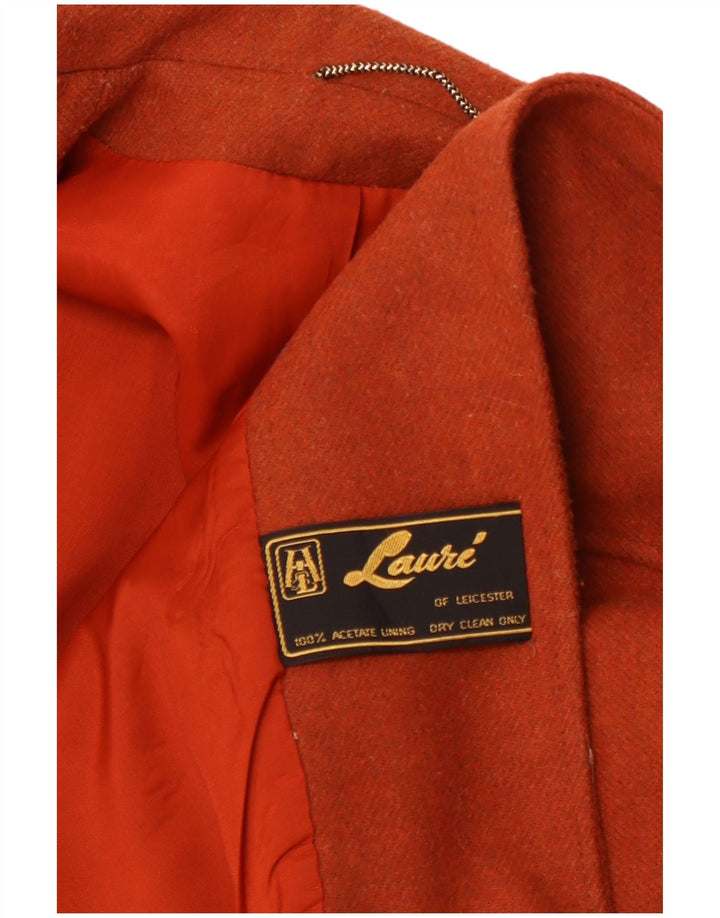 VINTAGE Γυναικείο μπλέιζερ 1 κουμπιού μπουφάν UK 14 Medium Orange Acetate