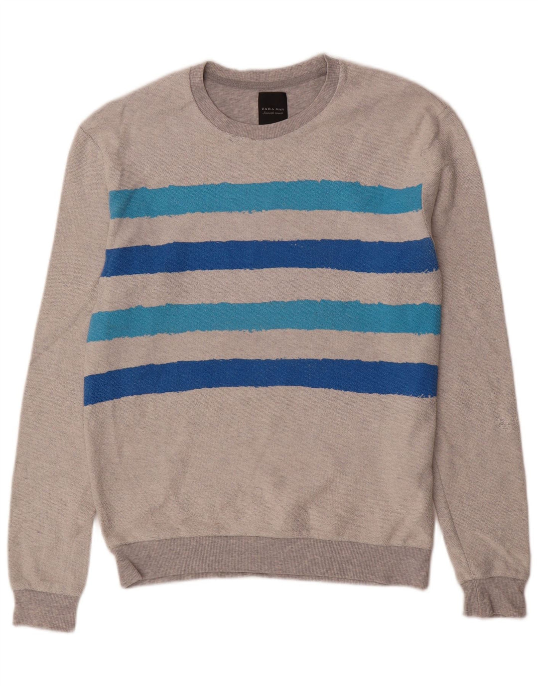 Zara Ανδρικό Φούτερ Jumper Μεσαίο Γκρι Ριγέ