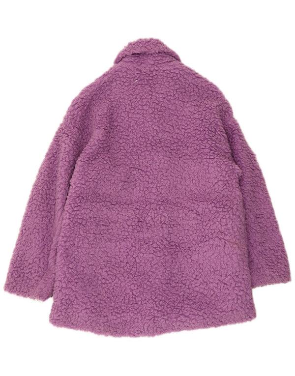 Zara Γυναικείο Teddy Bear Oversized Πανωφόρι UK 6 XS Purple Acrylic