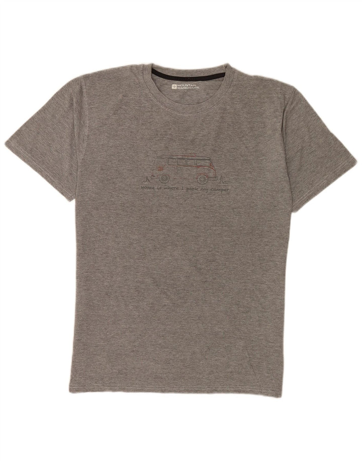 Ανδρικό γραφικό T-Shirt Mountain Warehouse Top Βαμβακερό μεσαίο γκρι